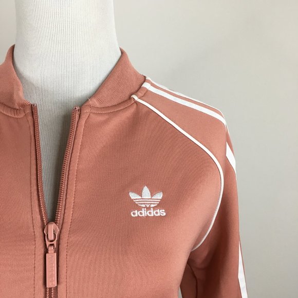 ADIDAS Dark Peach White Firebird Logo Embroidery Zip Pockets Track Jacket - Picture 6 of 16